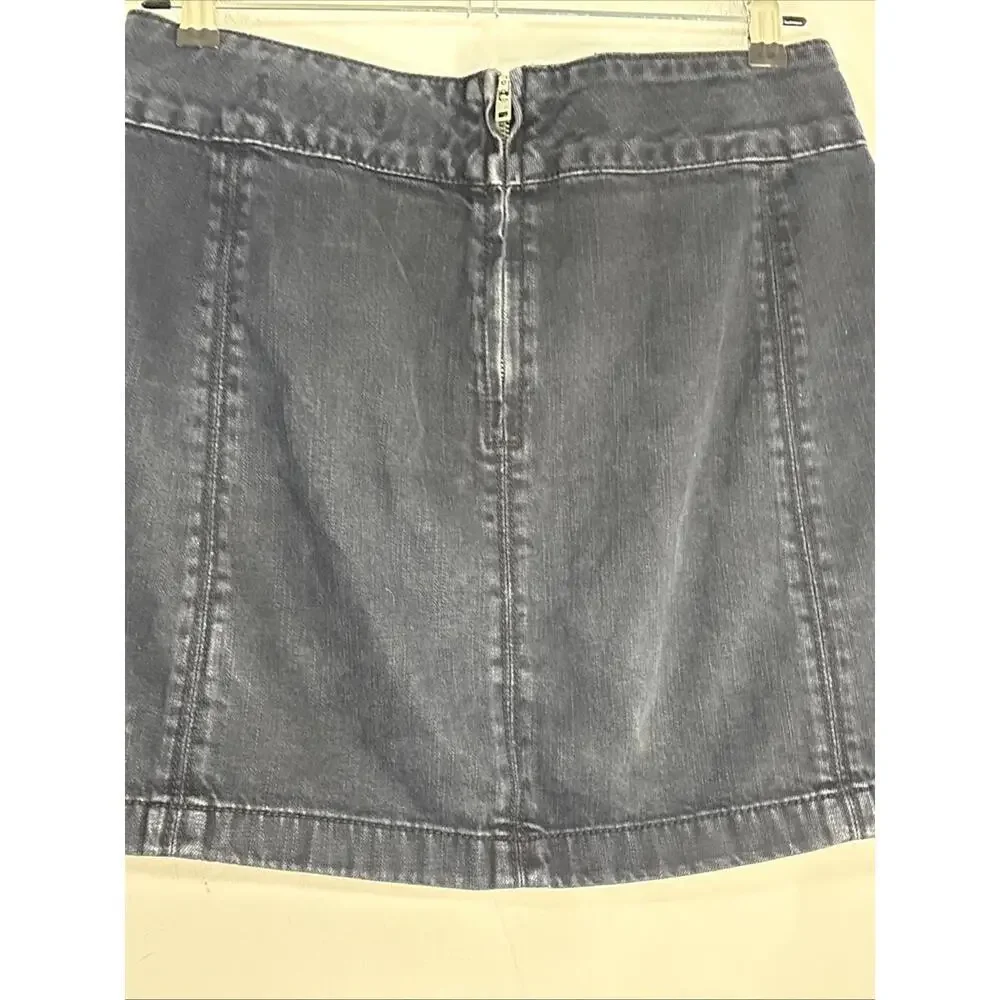 Free People Black Denim Mini‎ Skirt, Size 8 W31”L16” Boho Moto Grunge Y2K